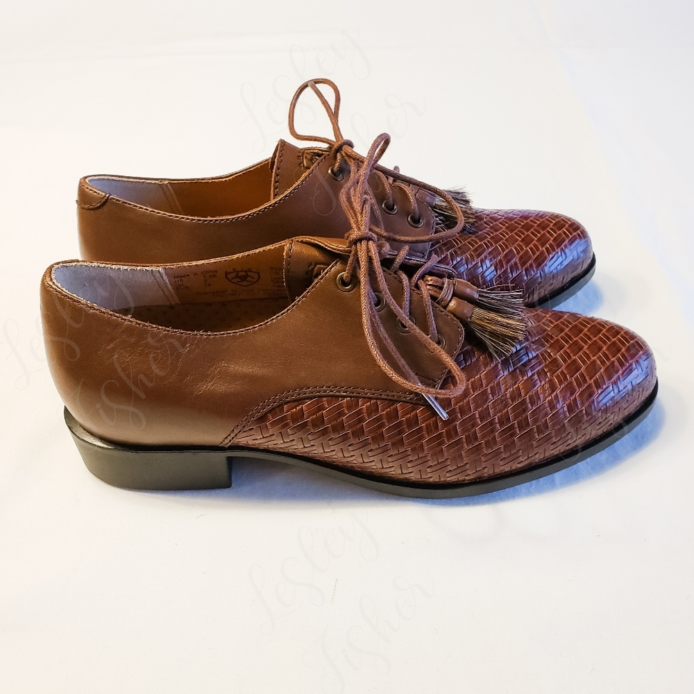 Ariat Brown Woven Leather Flats - Picture 2 of 9